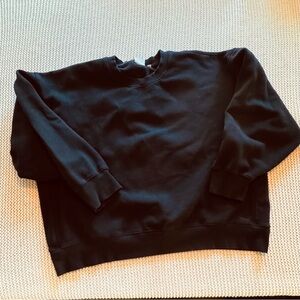 TNA Sweatfleece Cozy Fleece Boyfriend Crewneck Sweatshirt Black 2XL